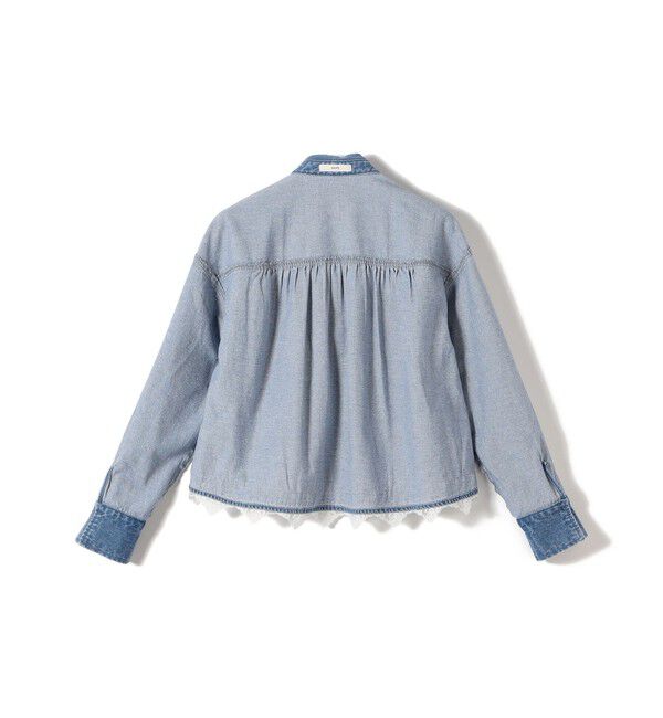 SHIPS for women「《予約》【WEB限定】〈手洗い可能〉ライトオンス レース コンビ デニム ロングスリーブ シャツ」|シャツ・ブラウス|