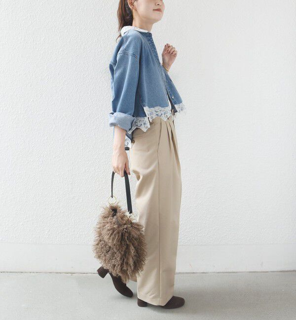 SHIPS for women「《予約》【WEB限定】〈手洗い可能〉ライトオンス レース コンビ デニム ロングスリーブ シャツ」|シャツ・ブラウス|