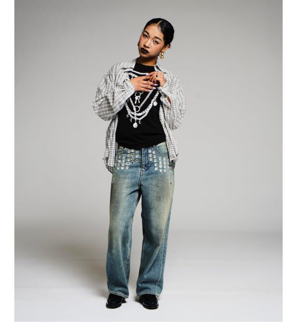 JOINT WORKS「アイレット ディテール ワイドデニムパンツ / J EYELET DETAIL PANTS」|デニム|