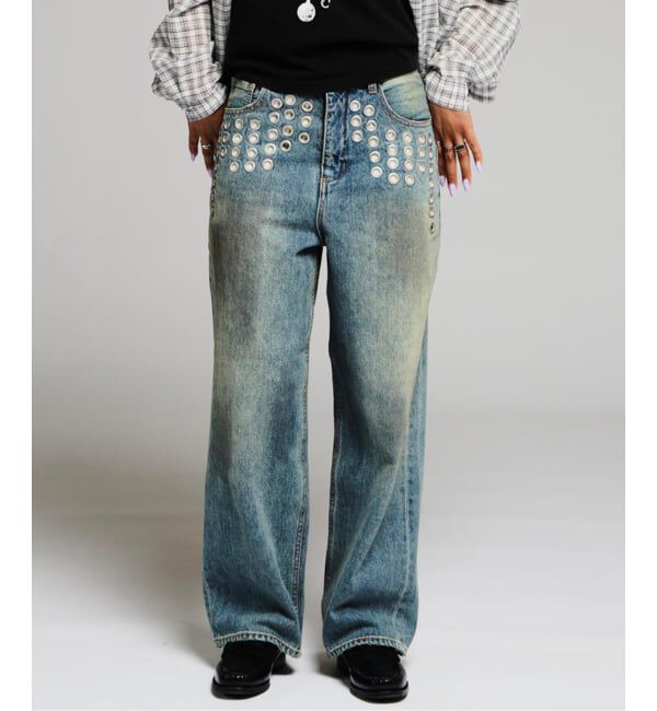 JOINT WORKS「アイレット ディテール ワイドデニムパンツ / J EYELET DETAIL PANTS」|デニム|