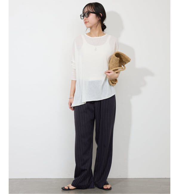 SLOBE IENA「《3サイズ展開/追加》フィブリルストライプリラックスパンツ」|その他|