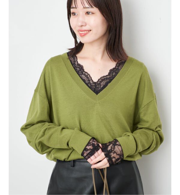 SLOBE IENA「《予約》Vネックレーストップス」|Tシャツ・カットソー|