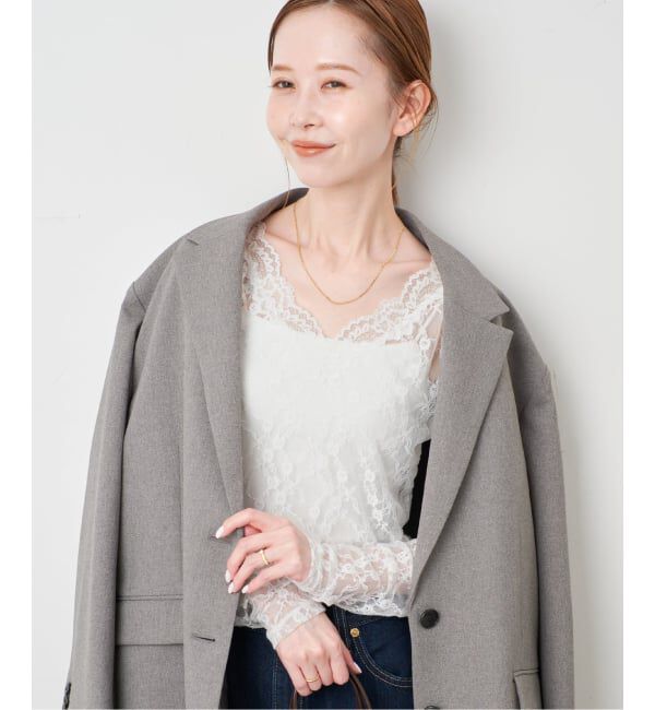 SLOBE IENA「《予約》Vネックレーストップス」|Tシャツ・カットソー|