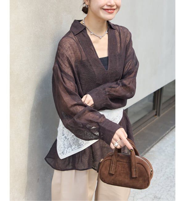 JOURNAL STANDARD「《追加》リネンメッシュシャツ」|シャツ・ブラウス|ブラウン