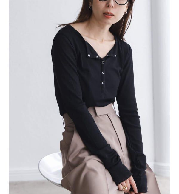 NOBLE「シアーテレコヘンリーネックプルオーバー」|Tシャツ・カットソー|ブラック