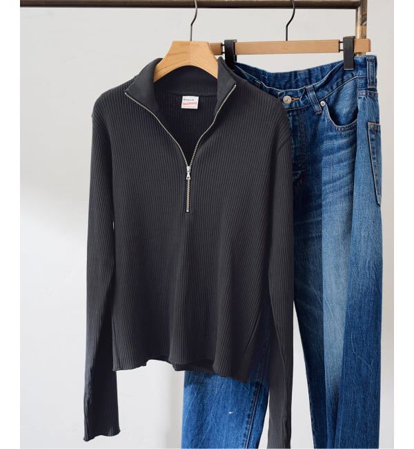 FRAMeWORK「≪予約≫Healthknit/ヘルスニット アーミーリブ ハーフジップ」|Tシャツ・カットソー|ブラック D