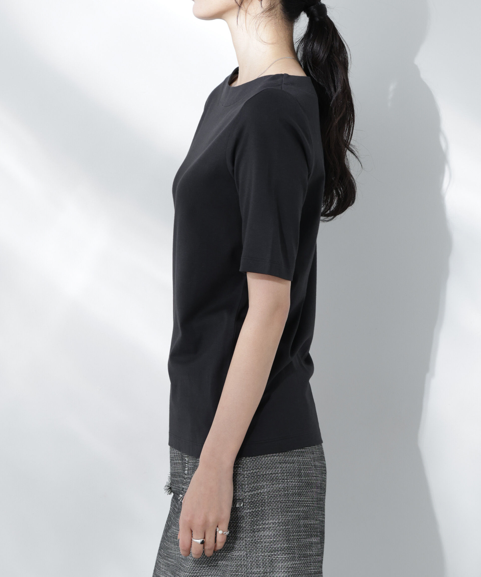NANO universe「Anti Soaked(R) 汗染み防止ボートネックTシャツ」|Tシャツ・カットソー|