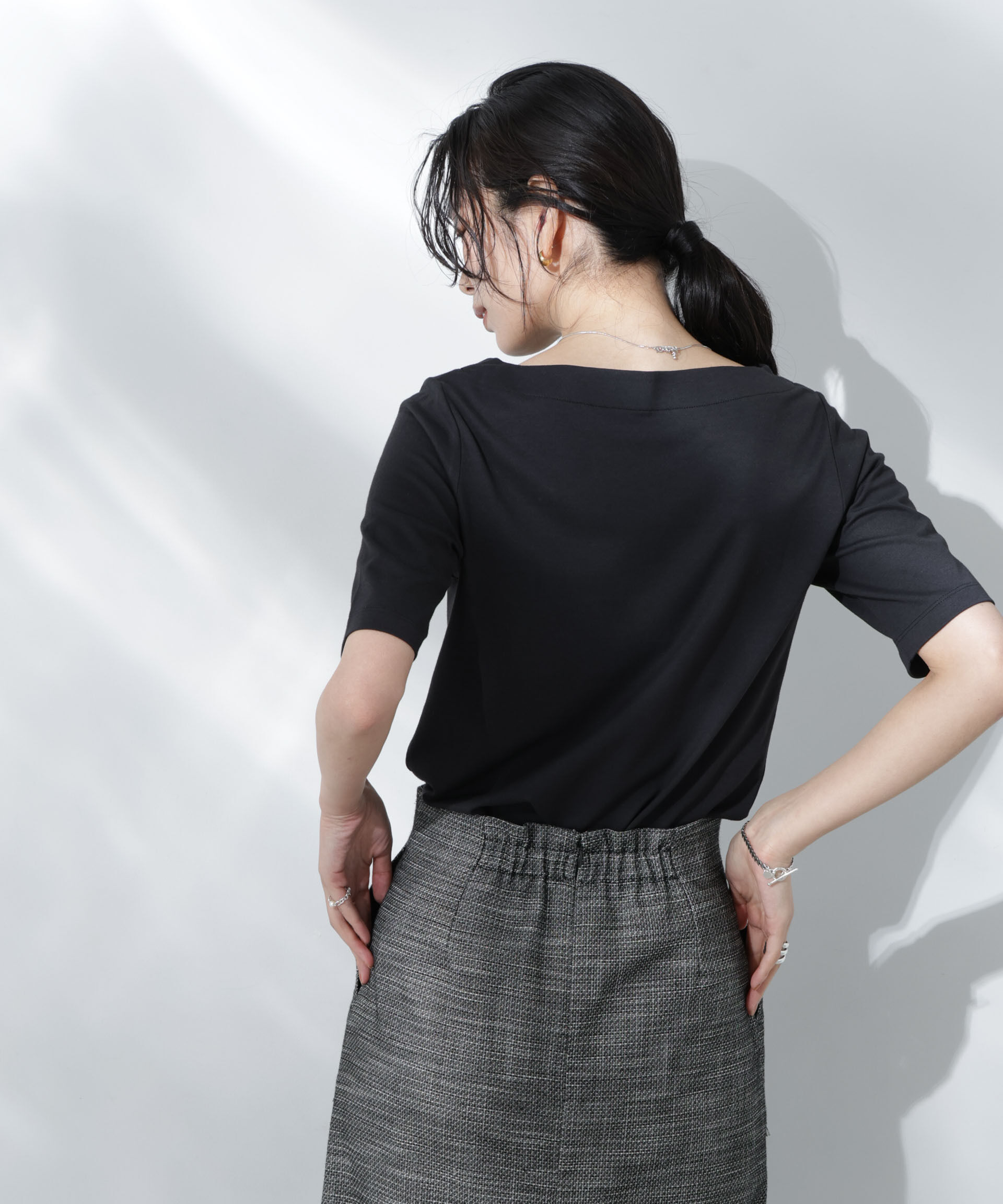 NANO universe「Anti Soaked(R) 汗染み防止ボートネックTシャツ」|Tシャツ・カットソー|
