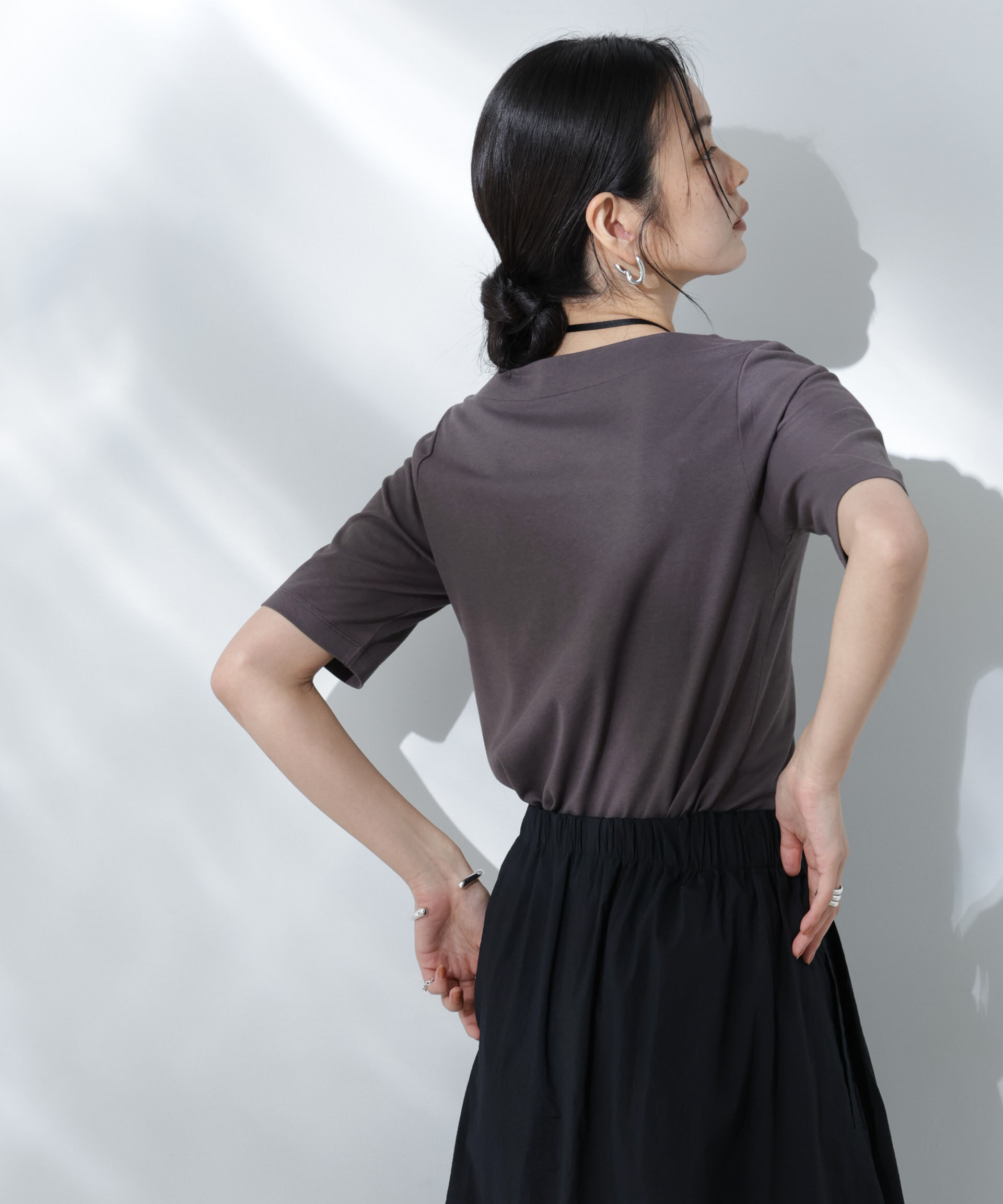 NANO universe「Anti Soaked(R) 汗染み防止ボートネックTシャツ」|Tシャツ・カットソー|