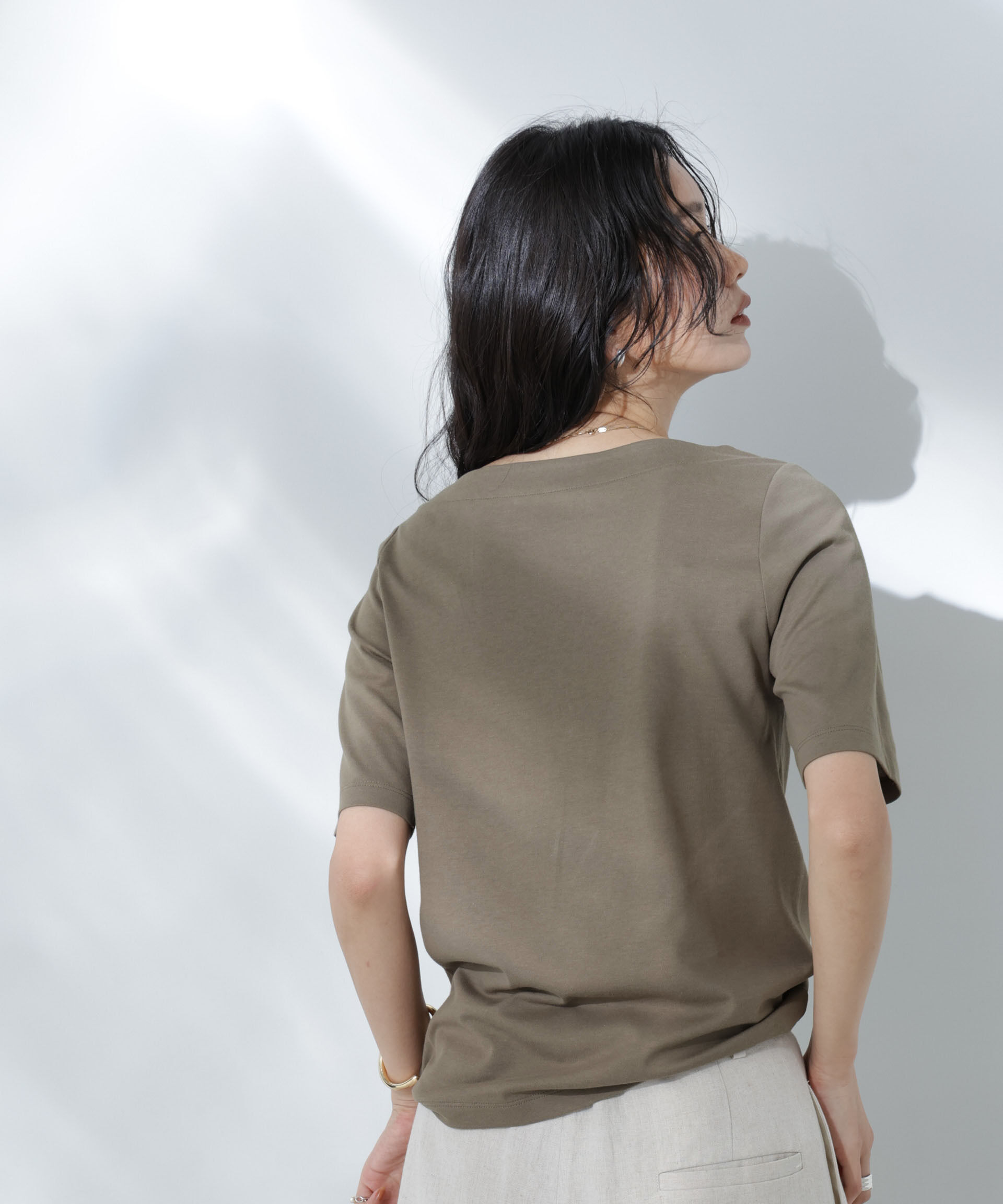 NANO universe「Anti Soaked(R) 汗染み防止ボートネックTシャツ」|Tシャツ・カットソー|