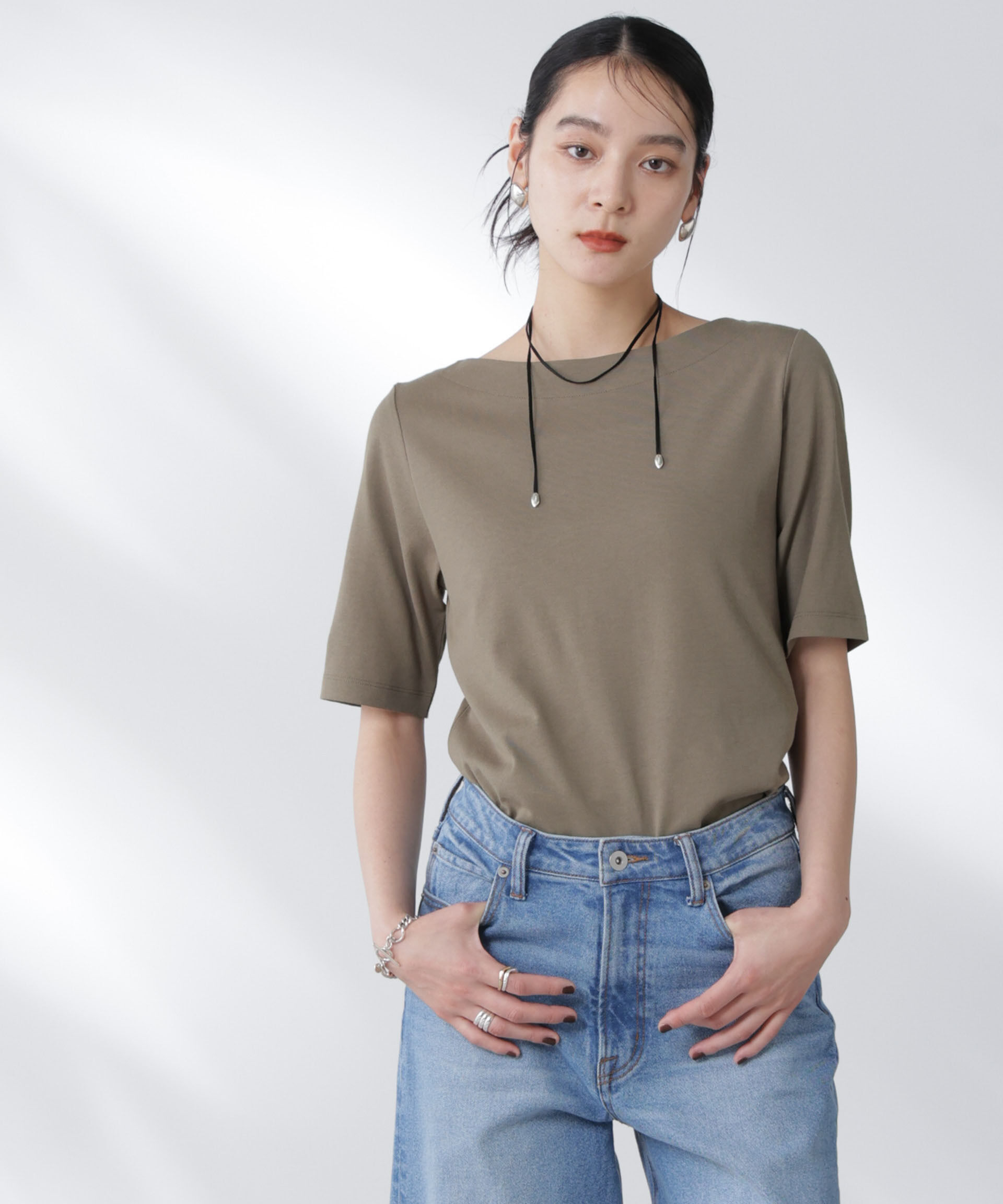 NANO universe「Anti Soaked(R) 汗染み防止ボートネックTシャツ」|Tシャツ・カットソー|