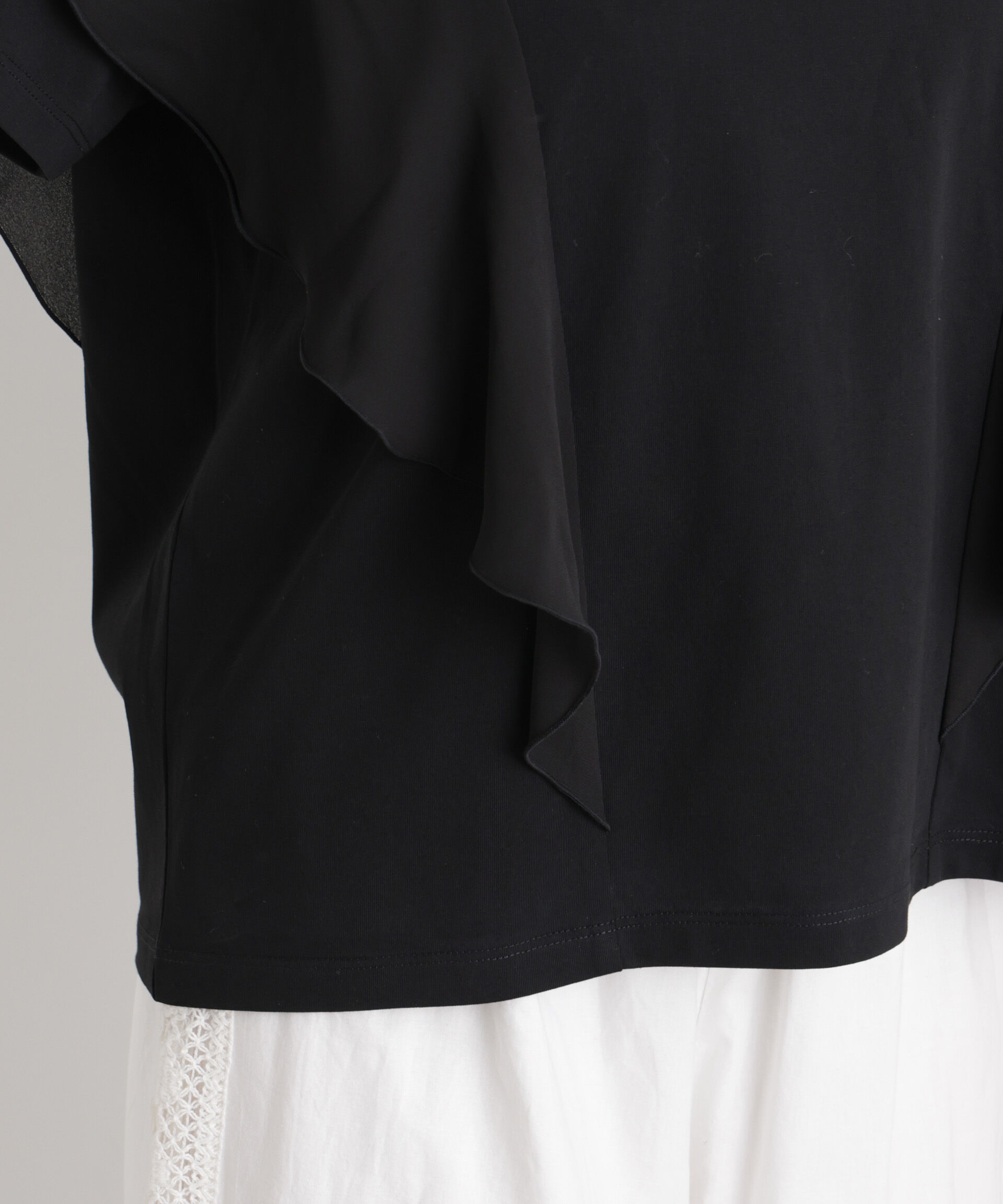 NANO universe「ラッフル異素材コンビカットトップス接触冷感&UVカット機能付」|Tシャツ・カットソー|