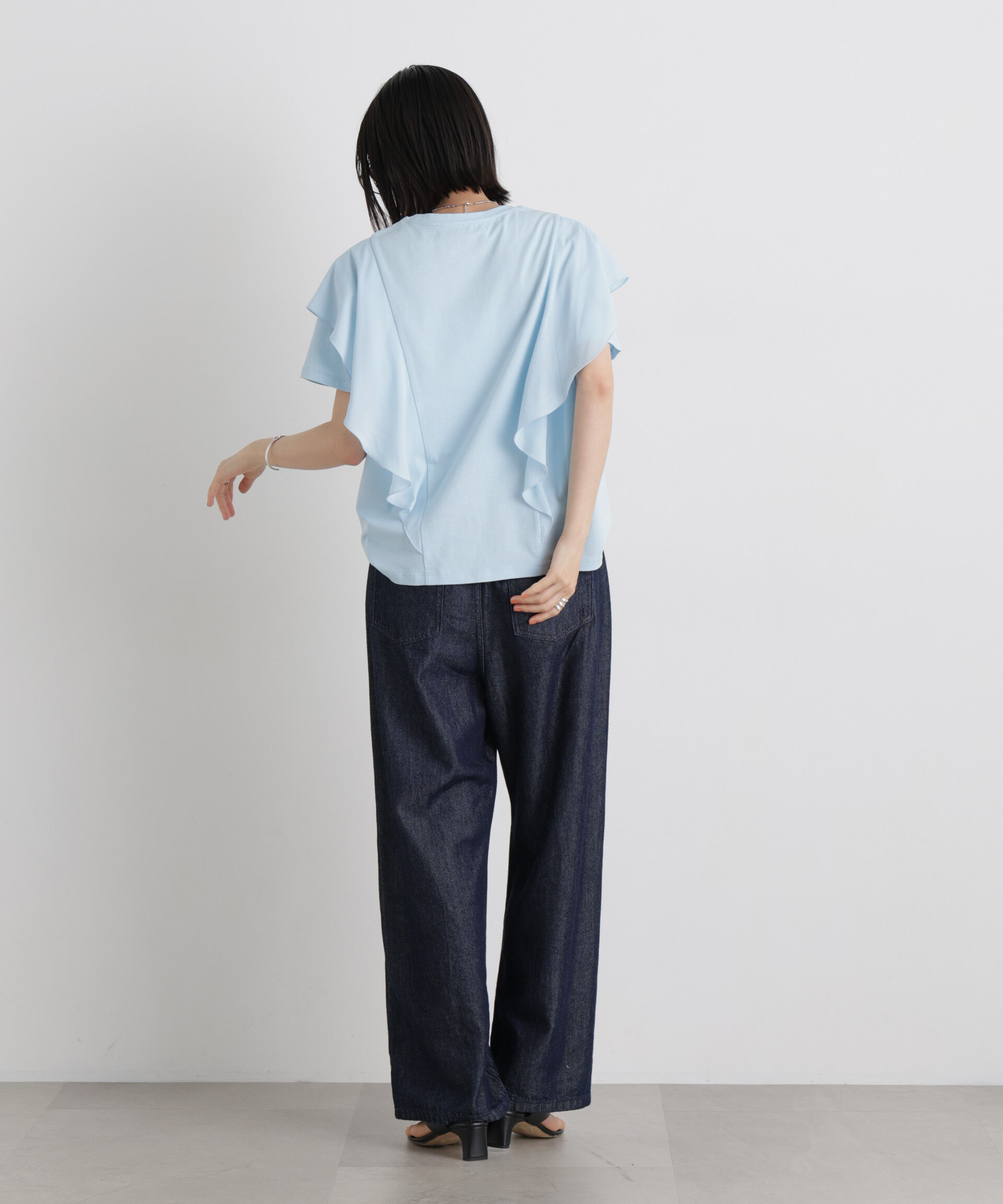 NANO universe「ラッフル異素材コンビカットトップス接触冷感&UVカット機能付」|Tシャツ・カットソー|