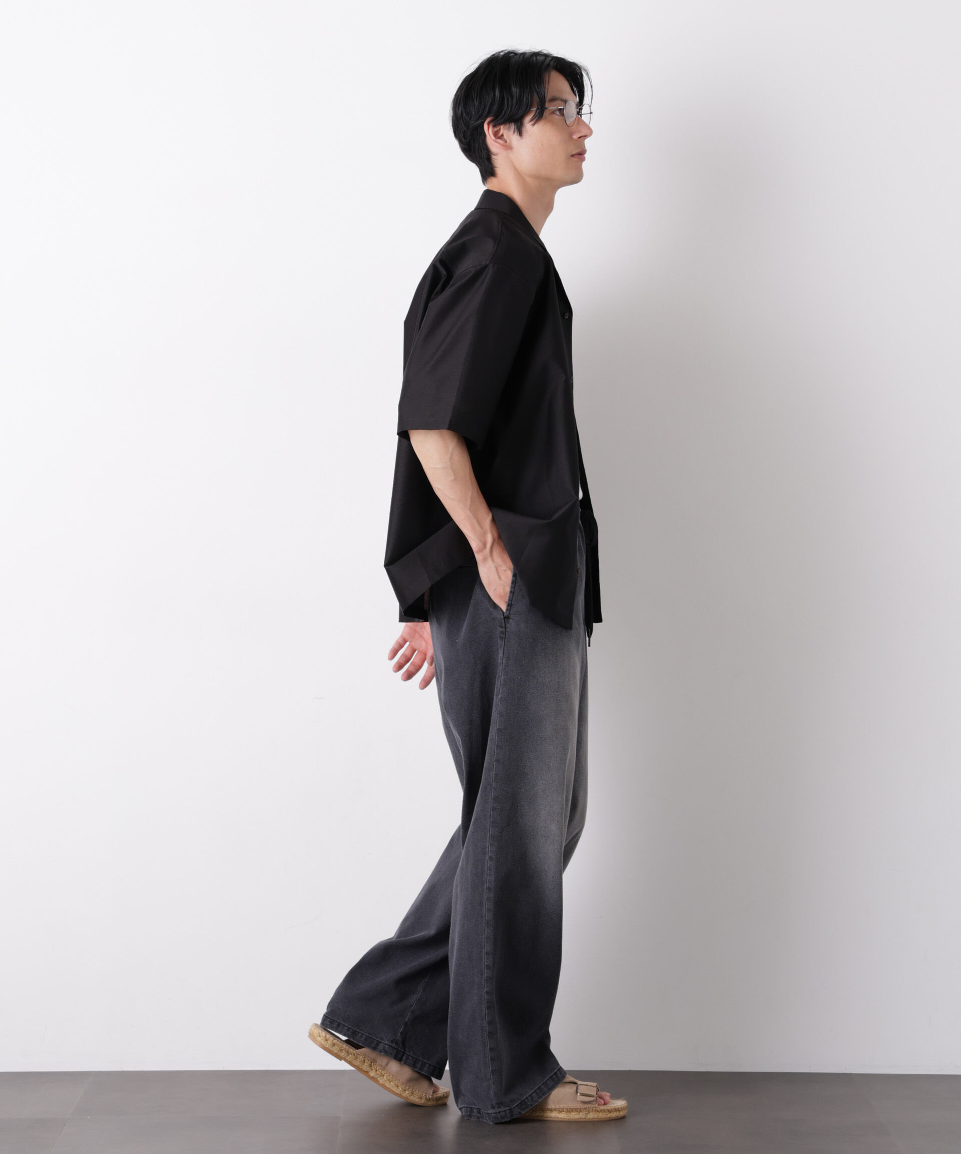 NANO universe「COOLLY DENIM ワイドイージーパンツ（接触冷感）」|チノ|