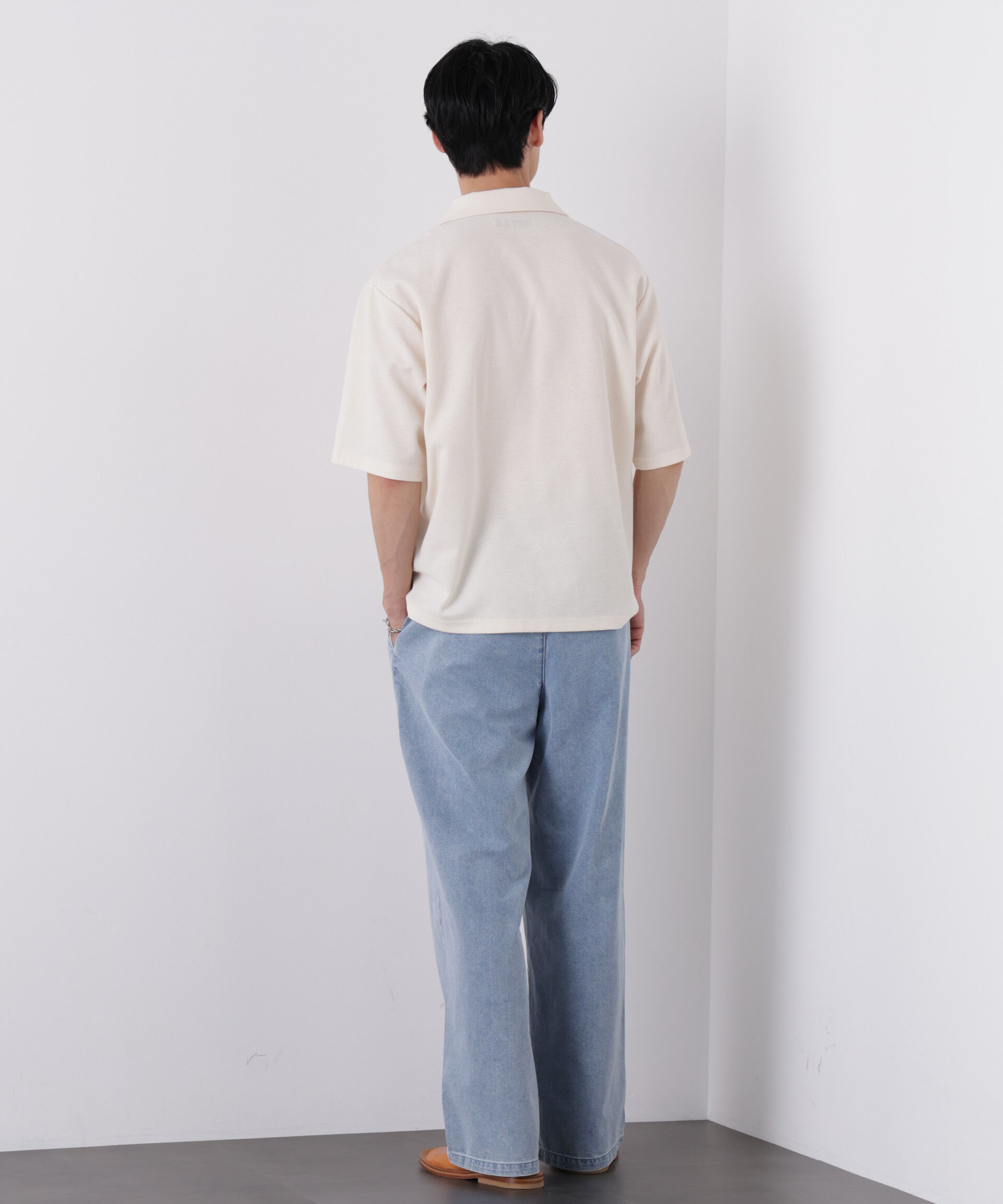 NANO universe「COOLLY DENIM ワイドイージーパンツ（接触冷感）」|チノ|
