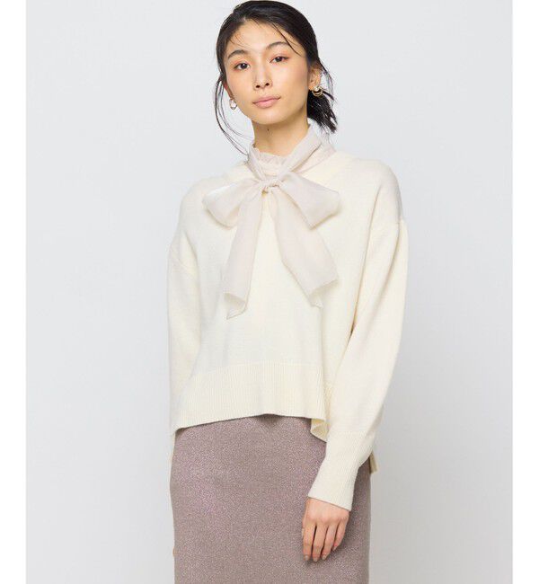 組曲「【8色展開・手洗い可】ウールカシミヤミックス Vネックニット」|ニット・セーター|アイボリー系