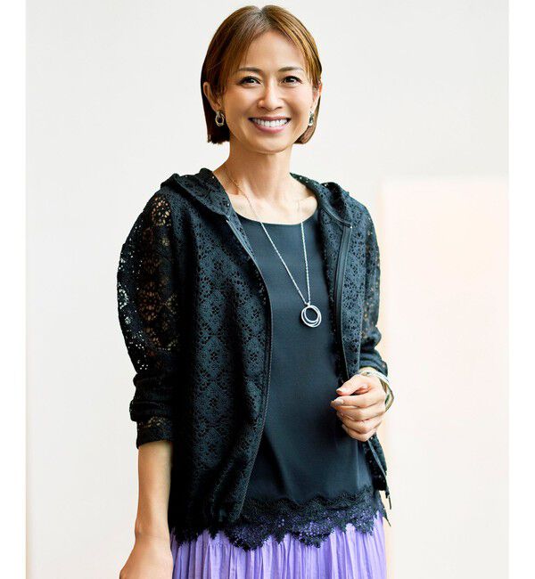 自由区「【SHIHOさん着用・累計8700枚突破の名品がアップデート・着回し力抜群・新色追加】レース タンクトップ」|タンクトップ|クロ