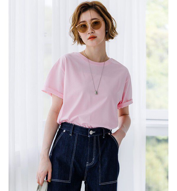 23区「シルキータッチ ベーシック Tシャツ」|Tシャツ・カットソー|ピンク系