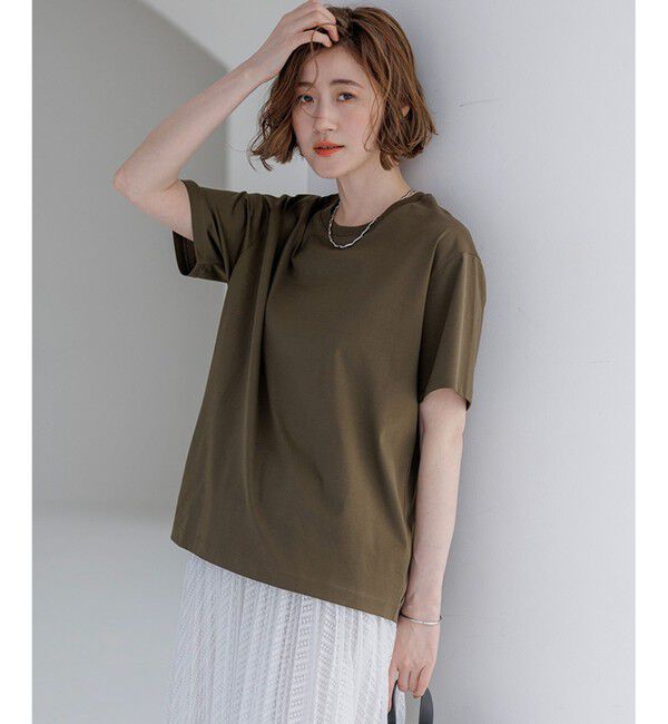 23区「シルキータッチ ベーシック Tシャツ」|Tシャツ・カットソー|カーキ系
