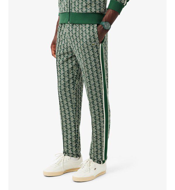 LACOSTE「サイドテーピングモノグラムジャカードトラックパンツ」|その他|グリーン