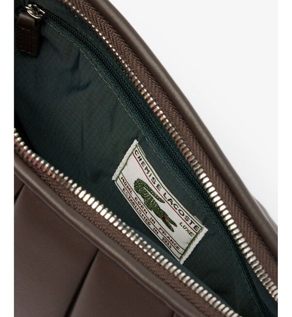 LACOSTE「LENGLEN レザープリーツショルダーバッグ」|ハンドバッグ|