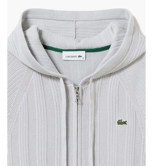 LACOSTE「ランダムピッチリブ ニットジップフーディー」|ニット・セーター|