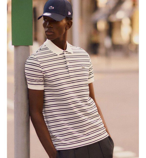 LACOSTE「マルチボーダー鹿の子地ポロシャツ」|ポロシャツ|ブラック