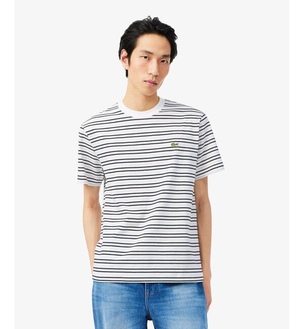 LACOSTE「ボーダーコットンTシャツ」|Tシャツ・カットソー|ブラック