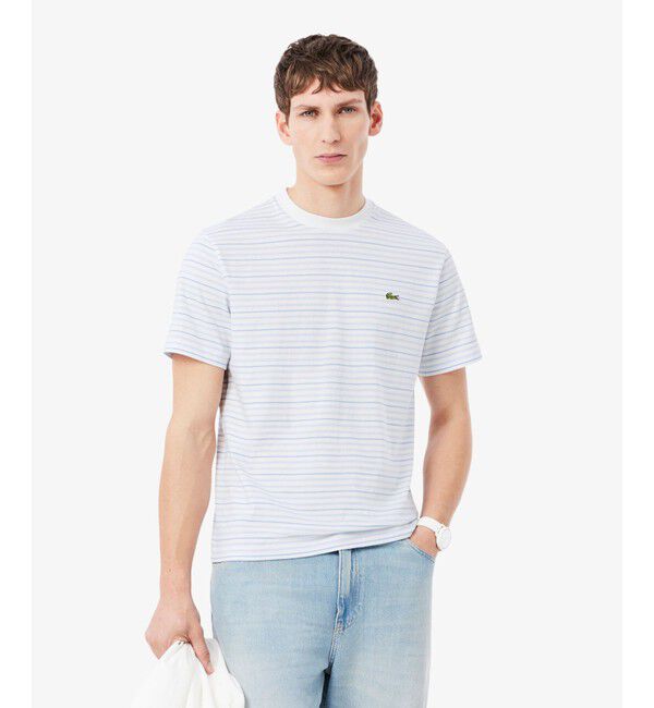 LACOSTE「ボーダーコットンTシャツ」|Tシャツ・カットソー|ライトブルー
