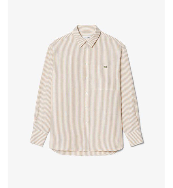 LACOSTE「リネン&times;リヨセルブレンド オーバーサイズストライプシャツ」|シャツ・ブラウス|