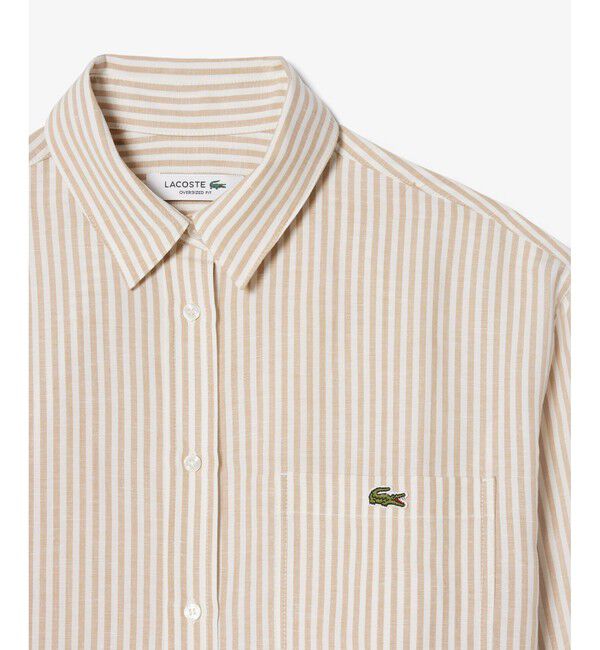 LACOSTE「リネン&times;リヨセルブレンド オーバーサイズストライプシャツ」|シャツ・ブラウス|
