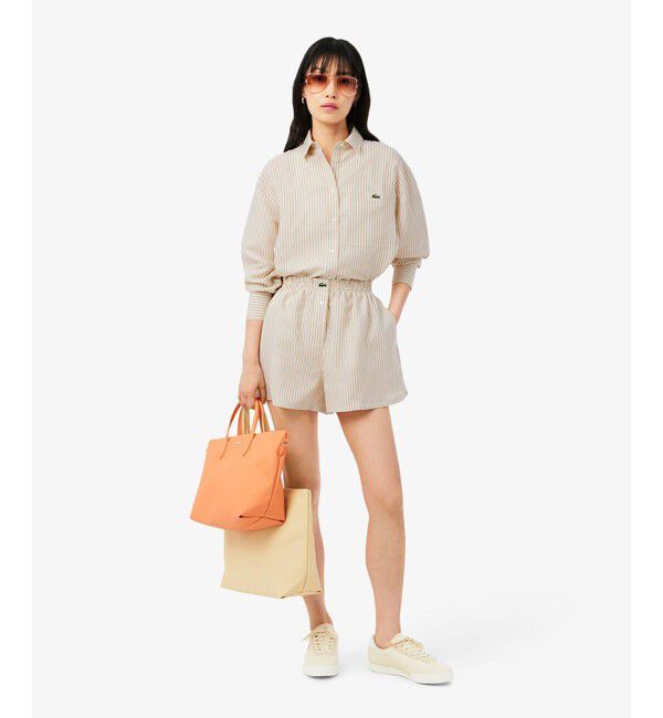 LACOSTE「リネン&times;リヨセルブレンド オーバーサイズストライプシャツ」|シャツ・ブラウス|