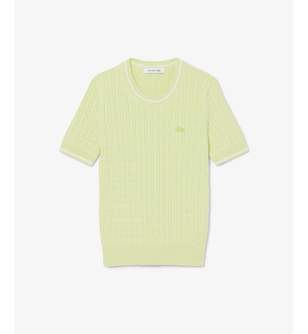 LACOSTE「ケーブルニットハーフスリーブTシャツ」|ニット・セーター|
