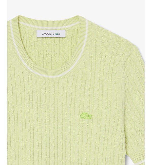 LACOSTE「ケーブルニットハーフスリーブTシャツ」|ニット・セーター|