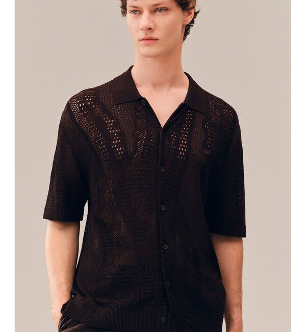 LACOSTE「レースニットクロコダイルシャツ」|ニット・セーター|