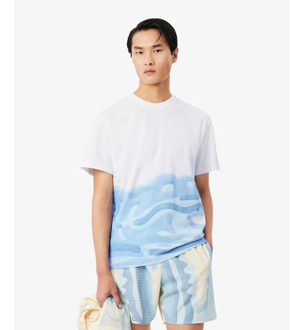 LACOSTE「クローズアップワニロゴプリントTシャツ」|Tシャツ・カットソー|