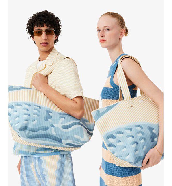 LACOSTE「サマーパック ストライプ＆ワニロゴプリントトートバッグ」|トートバッグ|