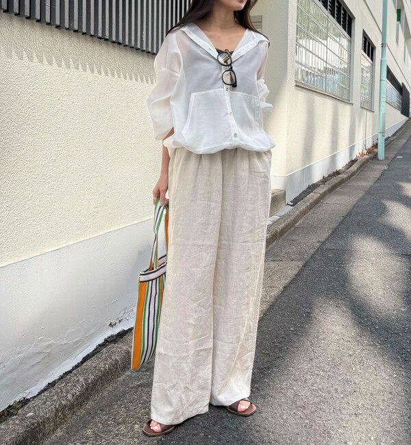 fredy emue「LINEN セミワイドリラクシーパンツ」|チノ|