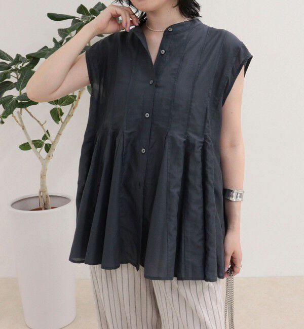 fredy emue「綿シルクタックフレアーフレンチブラウス」|シャツ・ブラウス|