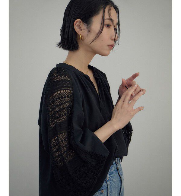 SALON adam et rope'「 【WEB限定】レースアクセントブラウス」|シャツ・ブラウス|