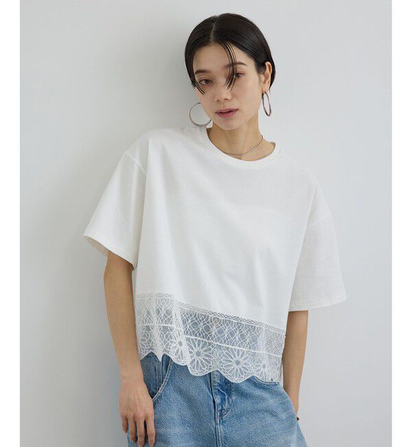 SALON adam et rope'「アラベスクスカラップレースTシャツ」|Tシャツ・カットソー|