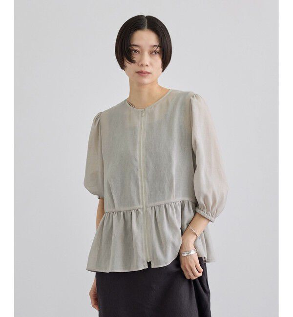 SALON adam et rope'「リネンライクシアージップアップシャツ」|シャツ・ブラウス|