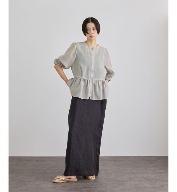 SALON adam et rope'「リネンライクシアージップアップシャツ」|シャツ・ブラウス|