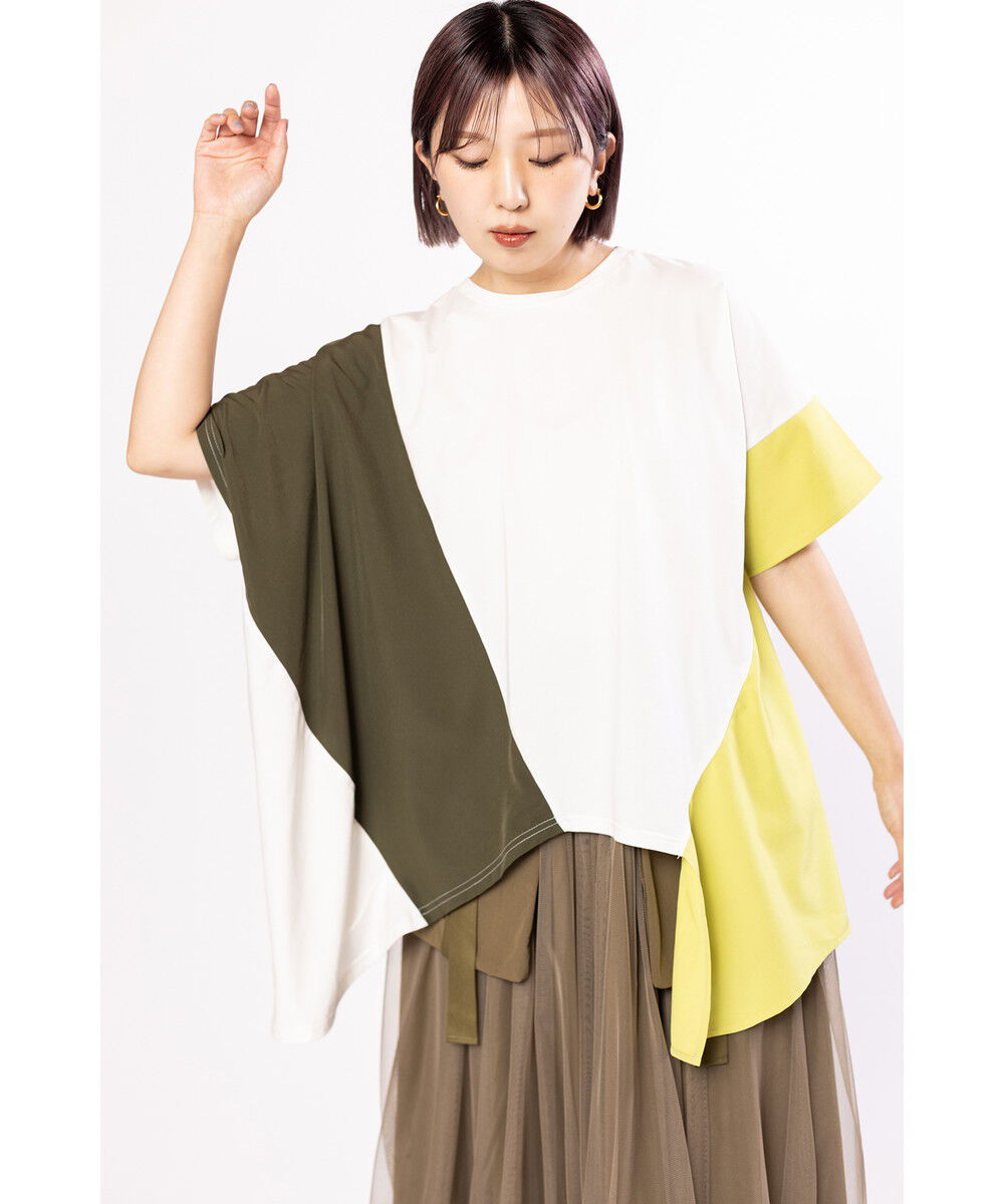  「切替アシンメトリーTシャツ」|Tシャツ・カットソー|