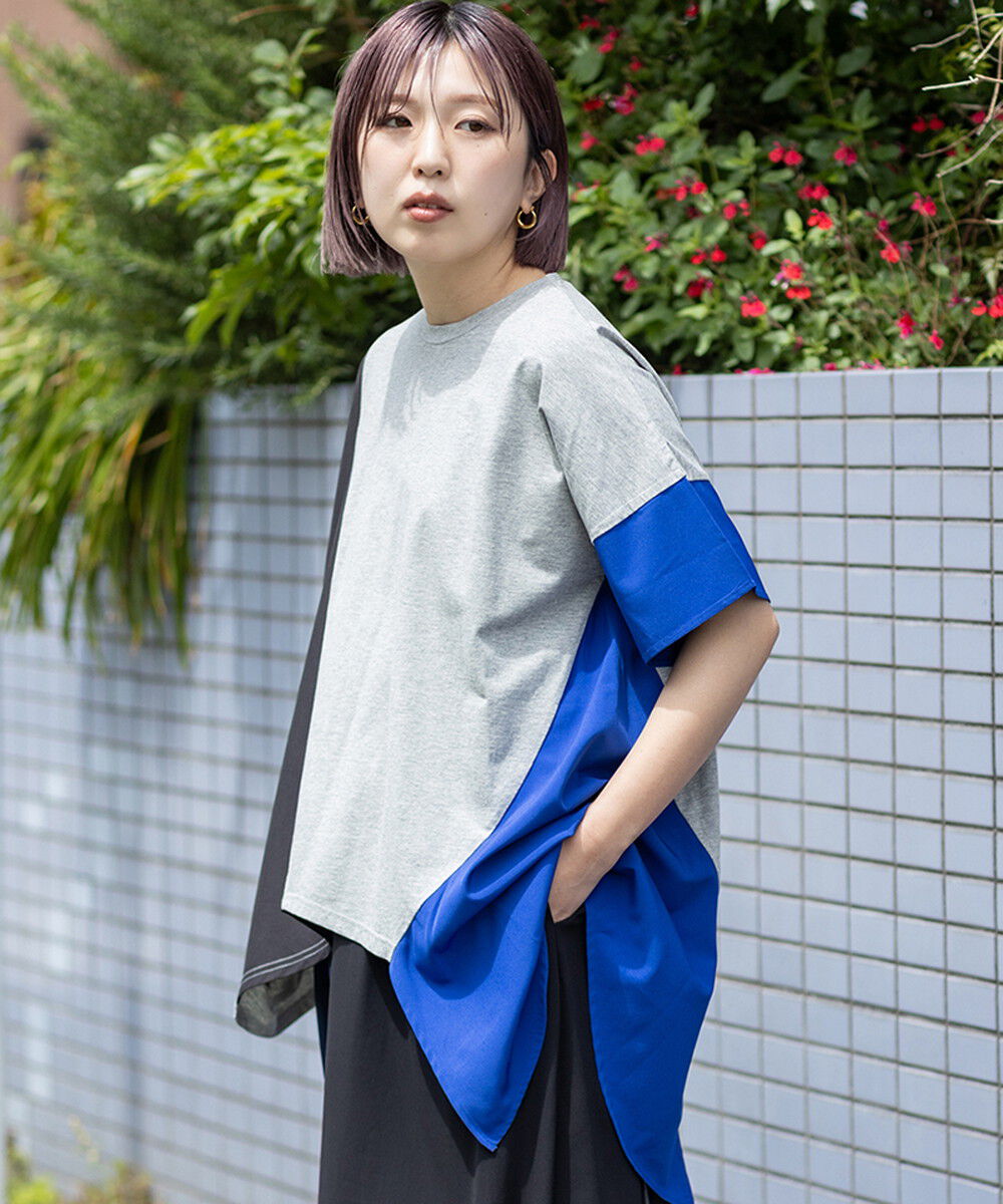  「切替アシンメトリーTシャツ」|Tシャツ・カットソー|GRAY