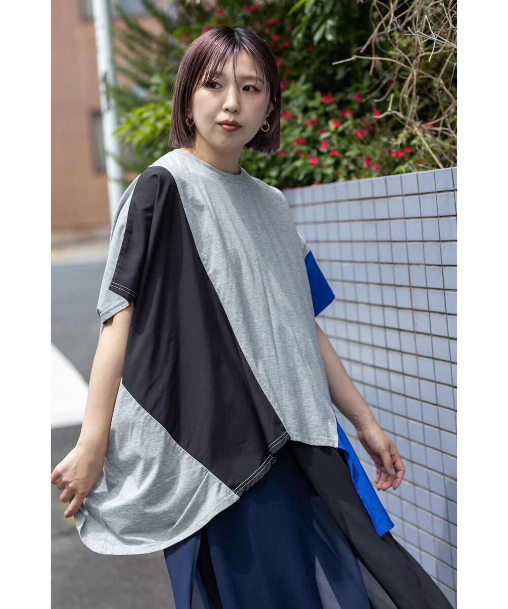  「切替アシンメトリーTシャツ」|Tシャツ・カットソー|