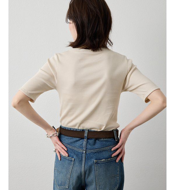  「《5色展開/手洗い可能》半袖クルーネックテレコカットソー」|Tシャツ・カットソー|