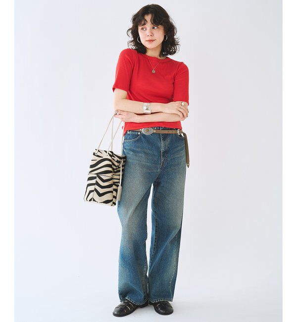  「《5色展開/手洗い可能》半袖クルーネックテレコカットソー」|Tシャツ・カットソー|