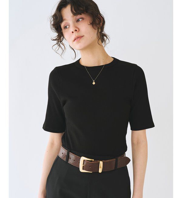  「《5色展開/手洗い可能》半袖クルーネックテレコカットソー」|Tシャツ・カットソー|
