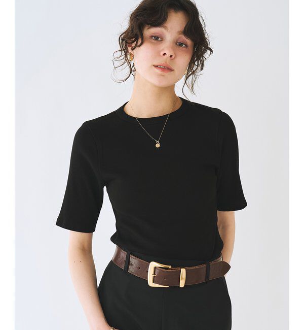  「《5色展開/手洗い可能》半袖クルーネックテレコカットソー」|Tシャツ・カットソー|